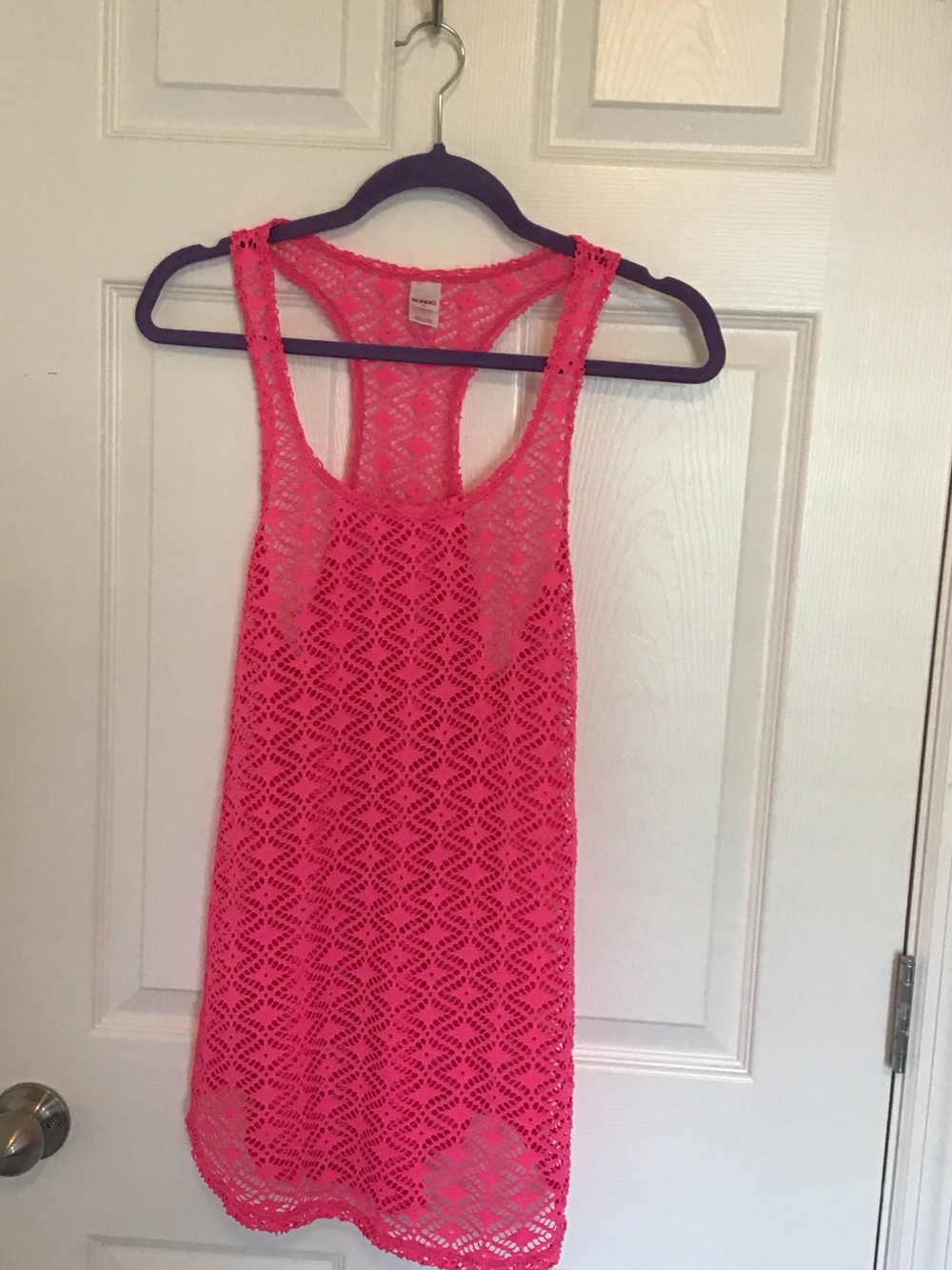 BONGO Hot Pink Crochet Mini Dress